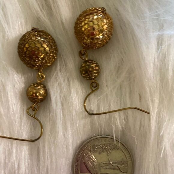 Large Gold Bead Hook Earrings - Picture 1 of 3